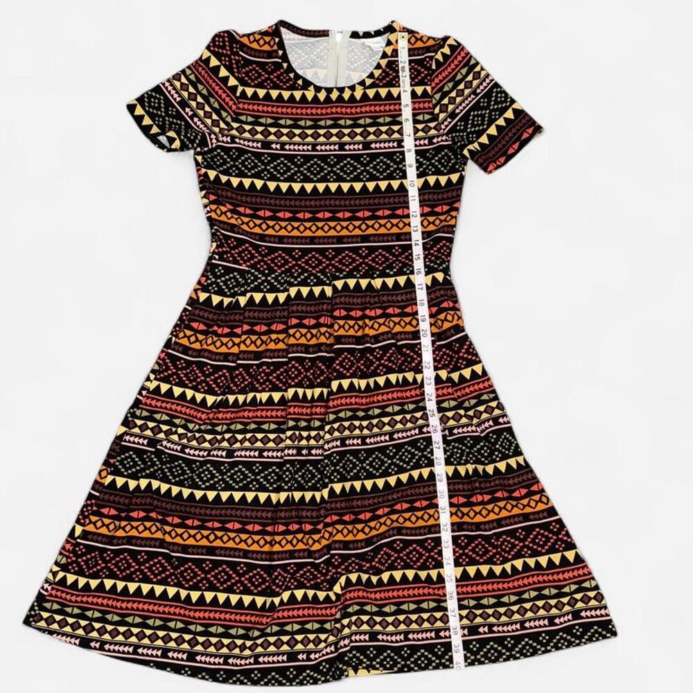 LulaRoe Amelia Pleated Dress with Boho Geometric Tribal Pattern, Large - Picture 4 of 6